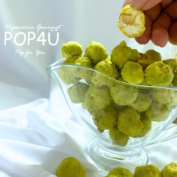 Pipoca Gourmet POP Pistachio em uma tigela de vidro